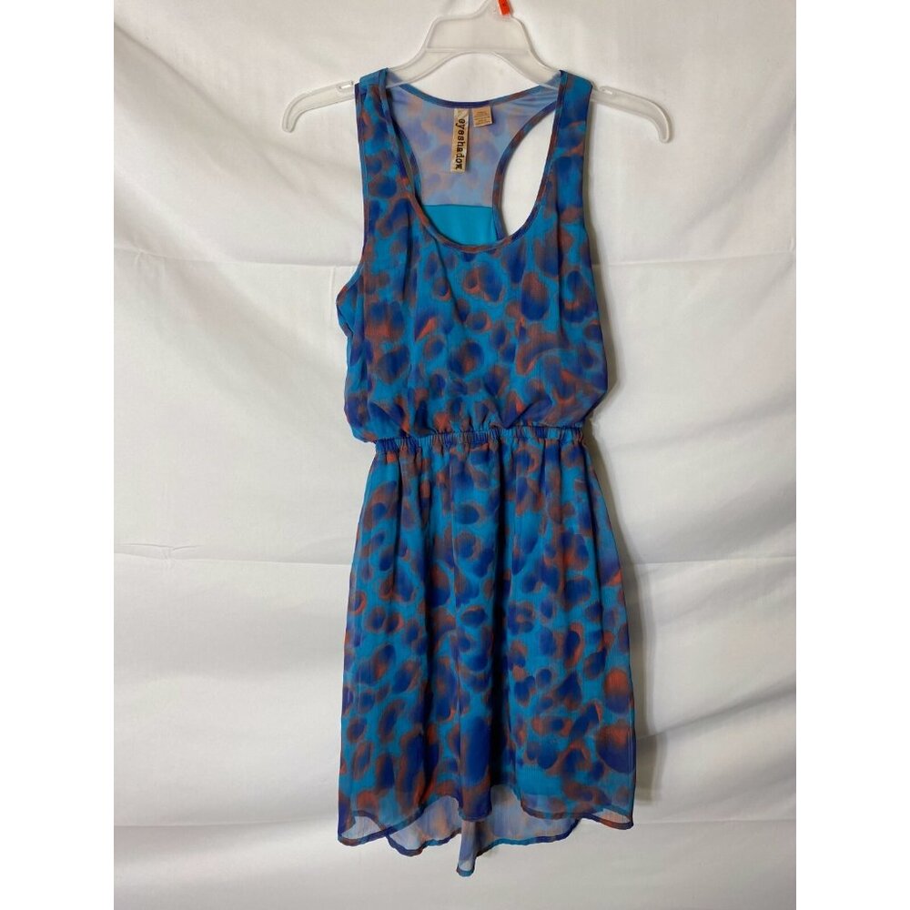 Women’s Boho Animal Print Summer Dress Mobwife Blue Hippie Festival Extra Small